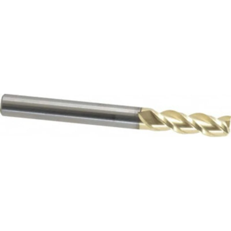 PROMAX Tools 1/4, 3/4 LOC, 1/4 Shank Diam, 2-1/2 OAL, 3 Flute, Solid Carbide Square End Mill Single End, ZrN Finish, ...